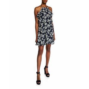 NWOT Moonriver‎ Women's Navy Floral Blouson Halter A Line Dress Medium (Flaw)